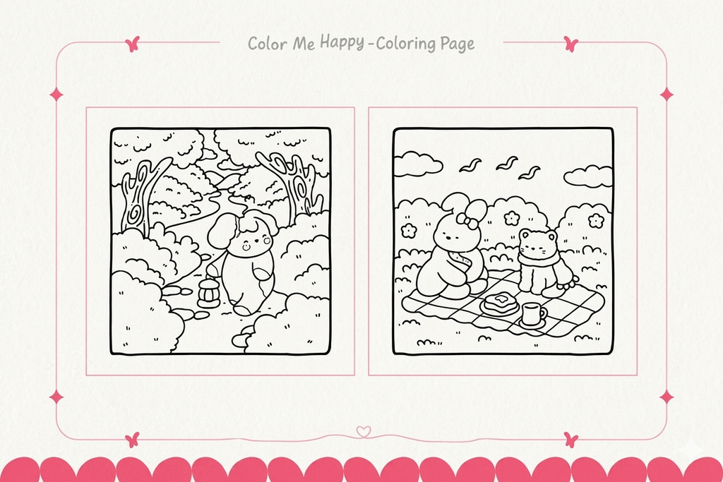 Cozy Friends Cute & Comfy Coloring Pages