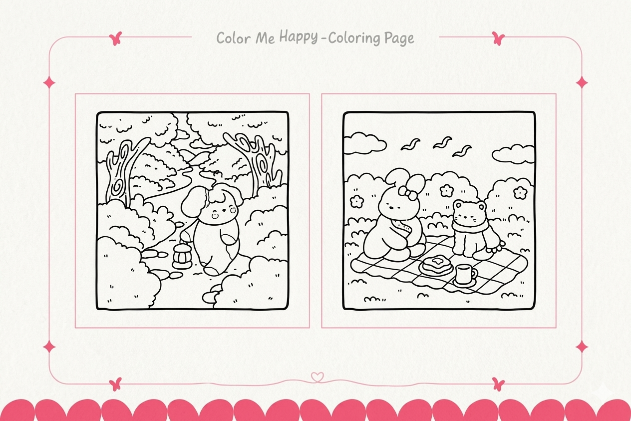 Cozy Friends Cute & Comfy Coloring Pages