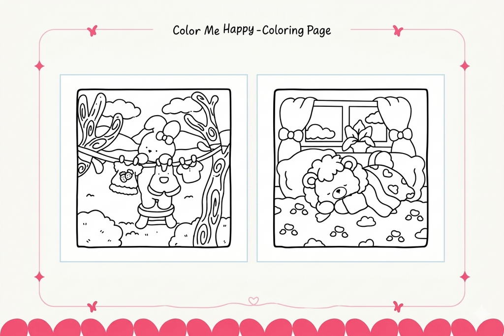 Cozy Friends Cute & Comfy Coloring Pages