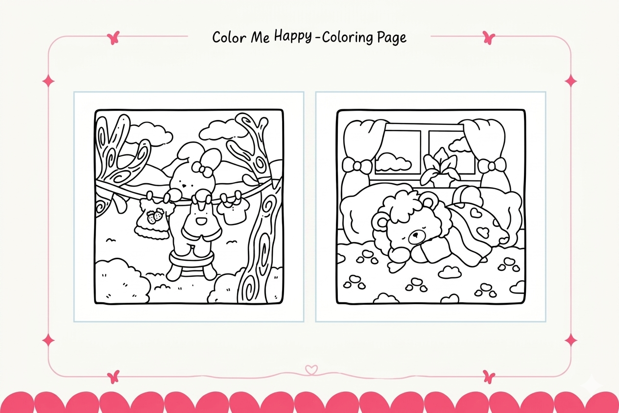 Cozy Friends Cute & Comfy Coloring Pages